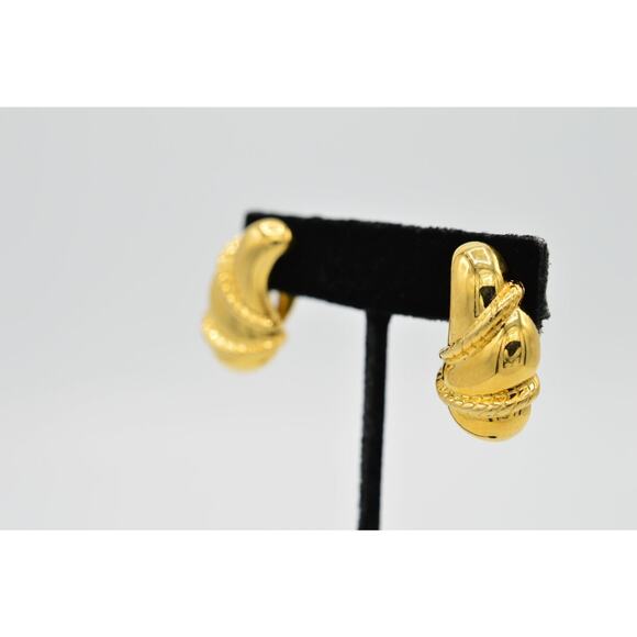 Fernando Originals Vintage Clip On Earrings Gold Puffy Chunky Signed NOS 80s 9G - Picture 2 of 8